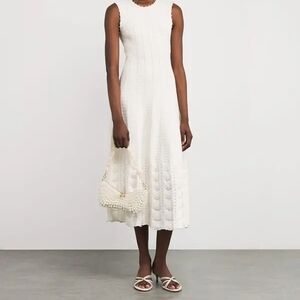 Maje White Sleeveless Midi Dress